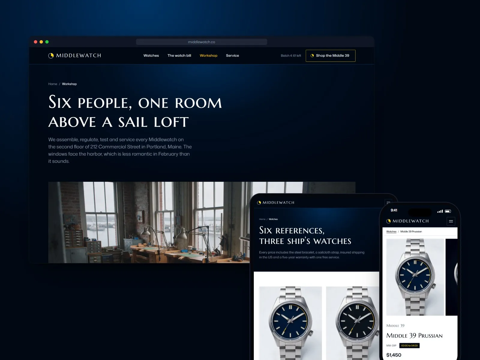 Middlewatch on desktop, tablet and phone